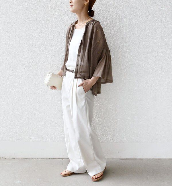 SHIPS for women「《予約》〈手洗い可能〉コットン オーガンジー リーフ 刺繍 羽織 ブラウス」|シャツ・ブラウス|