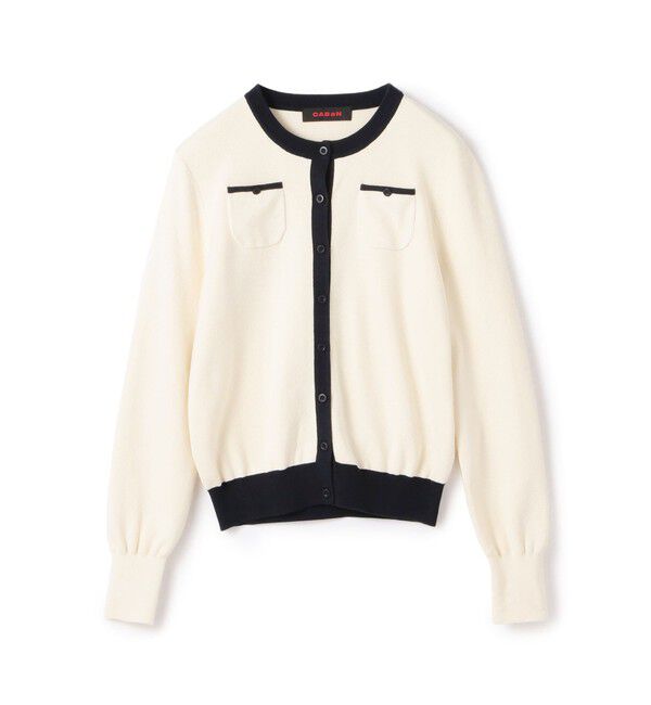 CABaN「コットンカシミヤ バイカラークルーネックカーディガン」|カーディガン|12 ホワイト系