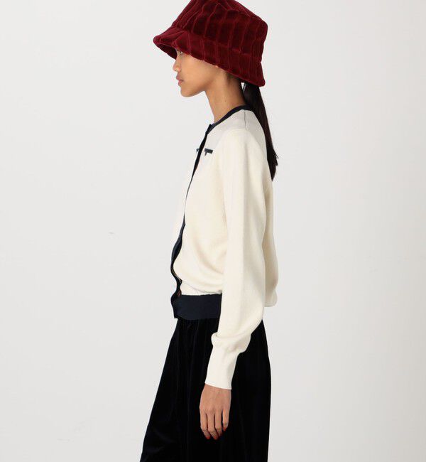 CABaN「コットンカシミヤ バイカラークルーネックカーディガン」|カーディガン|