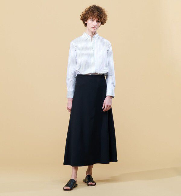 DES PRES「ライトダブルクロス フレアロングスカート」|フレア|