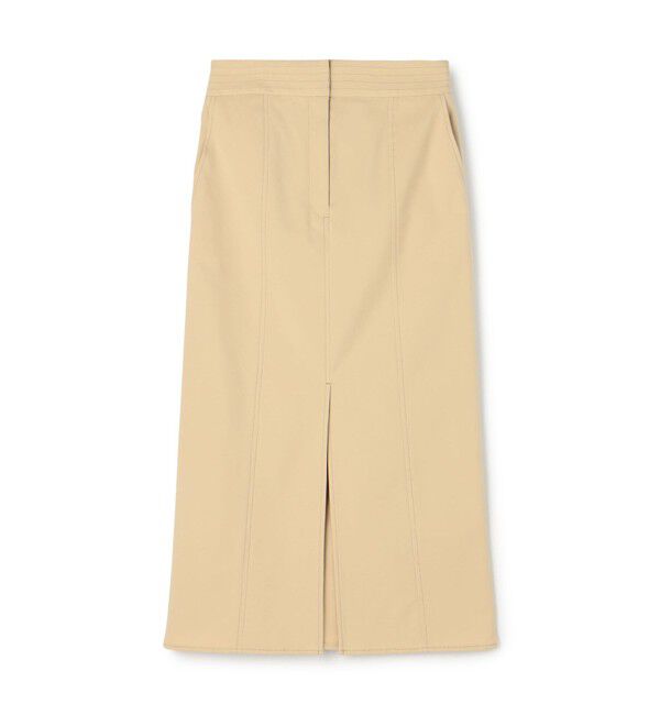 DES PRES「プレーンコットンストレッチ タイトロングスカート」|タイト|41 ライトベージュ