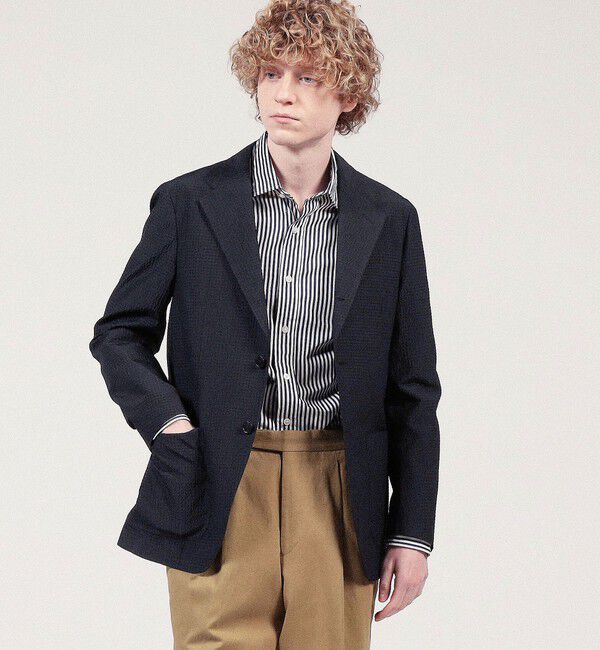 TOMORROWLAND MENS「シルクコットンシアサッカー シングルブレステッド3Bジャケット」|テーラードジャケット|