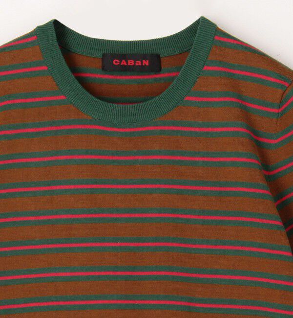 CABaN「コットンストライプ ハーフスリーブプルオーバー」|ニット・セーター|