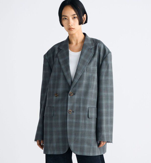 Edition「Super140's ウールトロピカル チェックオーバーサイズドジャケット」|テーラードジャケット|