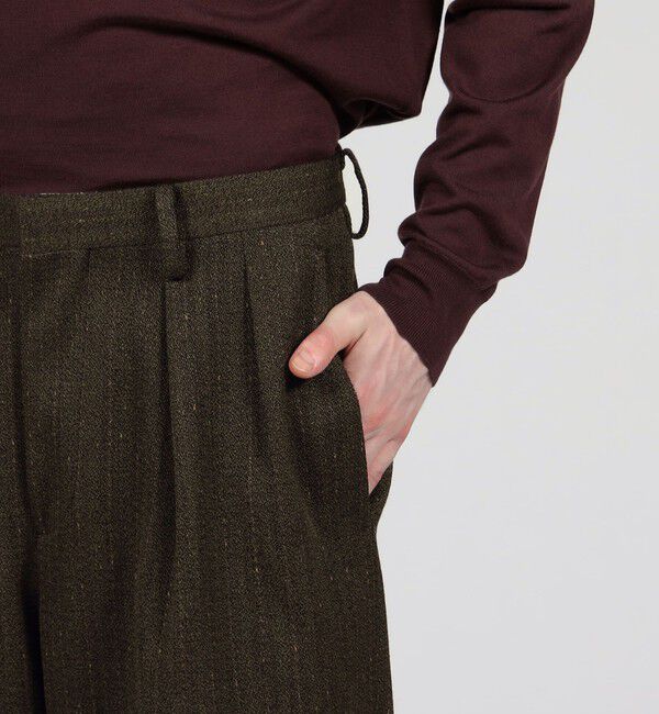 TOMORROWLAND MENS「ウールアクリルナイロンストライプ 2プリーツストレートパンツ 」|その他|