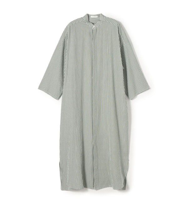 GALERIE VIE「ソフトストライプ スタンドカラーシャツワンピース」|ワンピース|54 グリーン系