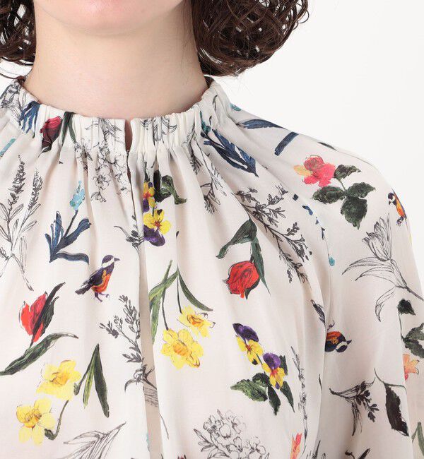TOMORROWLAND collection「ウィングフラワープリント ネックギャザーブラウス」|シャツ・ブラウス|