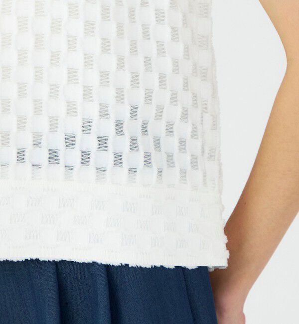 Ballsey「グリッドカットジャカード ノースリーブブラウス」|シャツ・ブラウス|