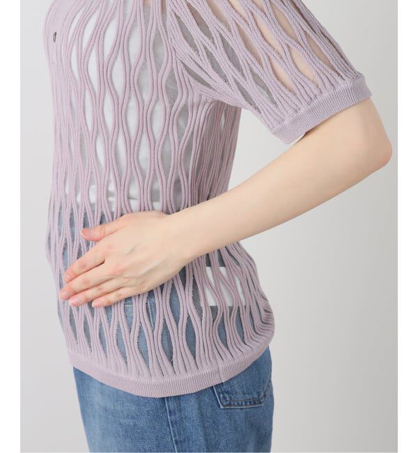  「TAAKK WAVEFORM MESH POLO KNIT TA26SS-KN065：ニット」|ニット・セーター|