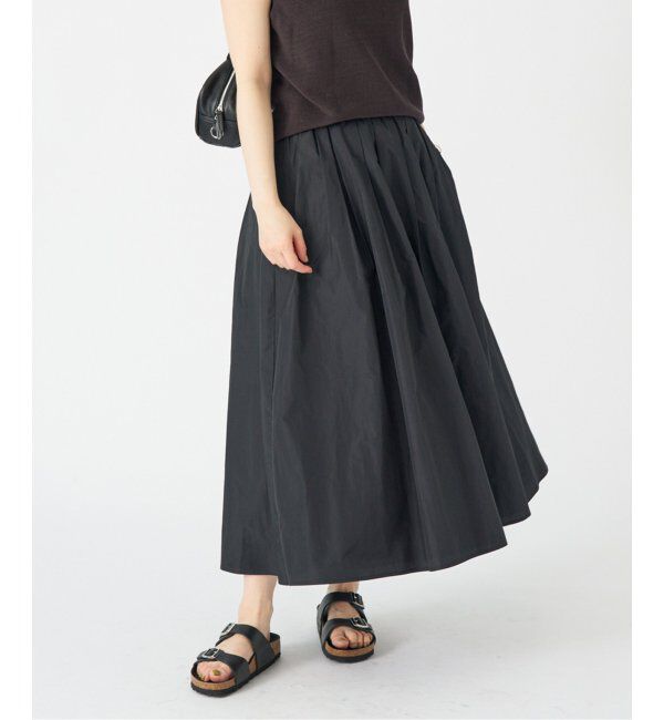 IENA「《追加》タフタフレアスカート」|スカート|ブラック