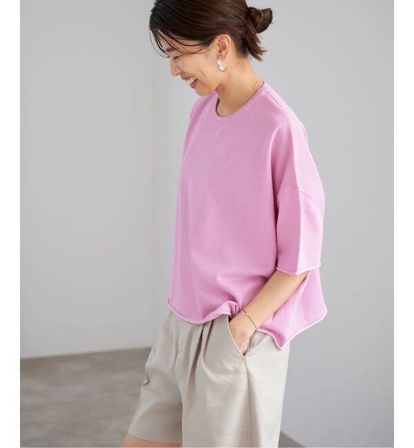 IENA「《追加3予約》LEVITA コットンハーフスリーブプルオーバー」|ニット・セーター|