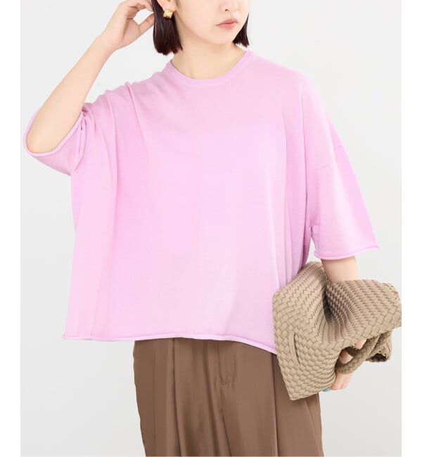 IENA「《追加3予約》LEVITA コットンハーフスリーブプルオーバー」|ニット・セーター|ピンク A
