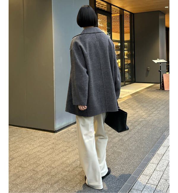 SLOBE IENA「souple wool ダブルフェイスミドルコート」|ピーコート|
