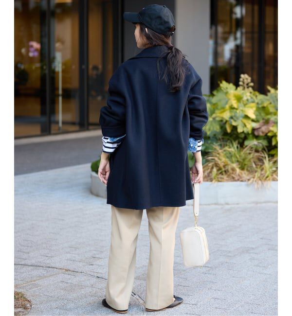SLOBE IENA「souple wool ダブルフェイスミドルコート」|ピーコート|