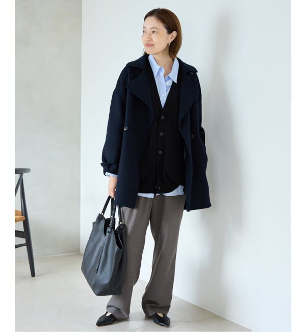 SLOBE IENA「souple wool ダブルフェイスミドルコート」|ピーコート|