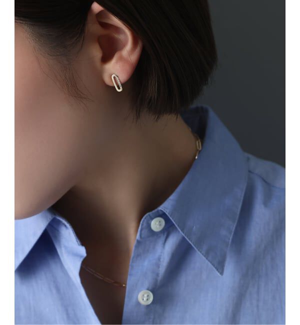 Lilas by Spick&Span「オーバルモチーフ*ダイヤピアス K10（両耳）」|ピアス|