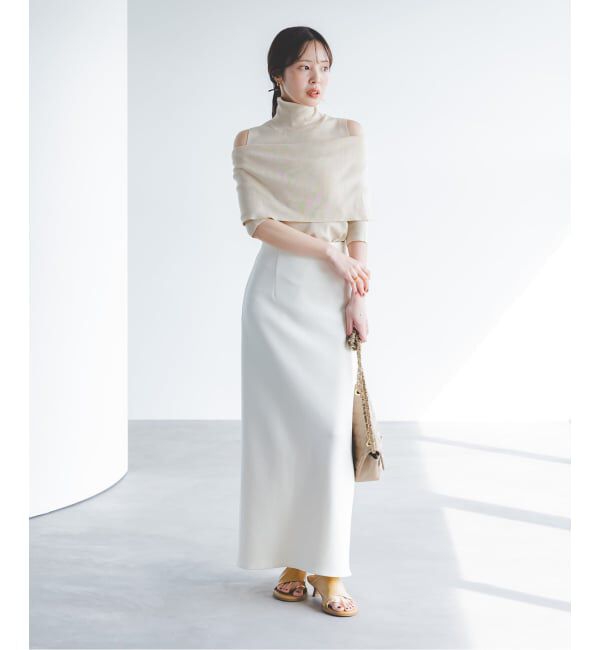 NOBLE「《追加》【洗える】コンフォートジャージーライクタイトスカート 3」|スカート|