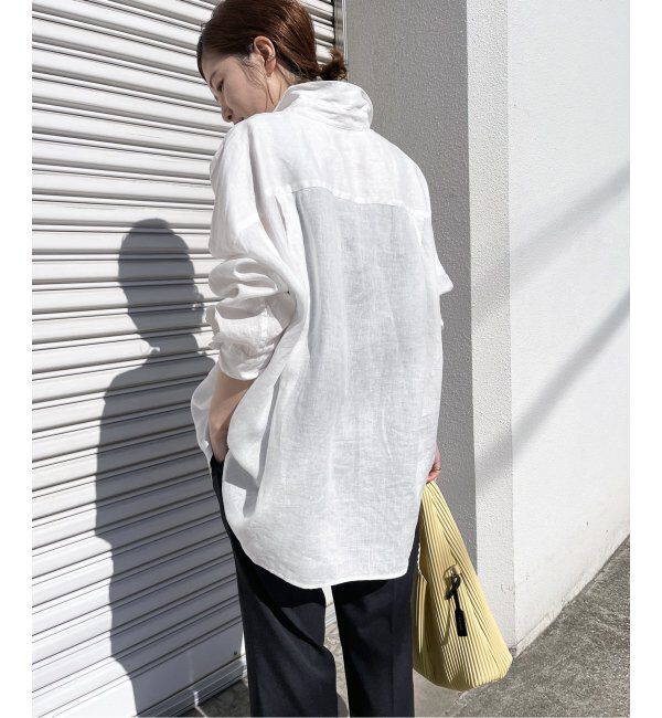 Spick and Span「《ゆったりサイズ》追加 80リネンカシュクール ビッグシャツ」|シャツ・ブラウス|