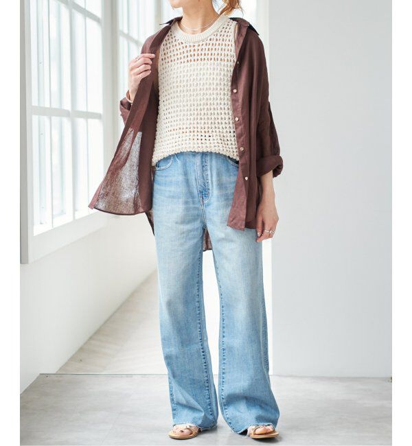 Spick and Span「《ゆったりサイズ》追加 80リネンカシュクール ビッグシャツ」|シャツ・ブラウス|