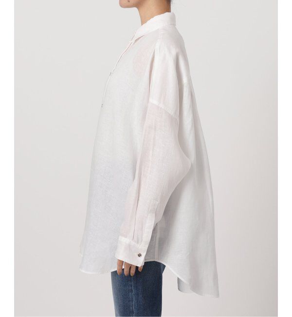 Spick and Span「《ゆったりサイズ》追加 80リネンカシュクール ビッグシャツ」|シャツ・ブラウス|