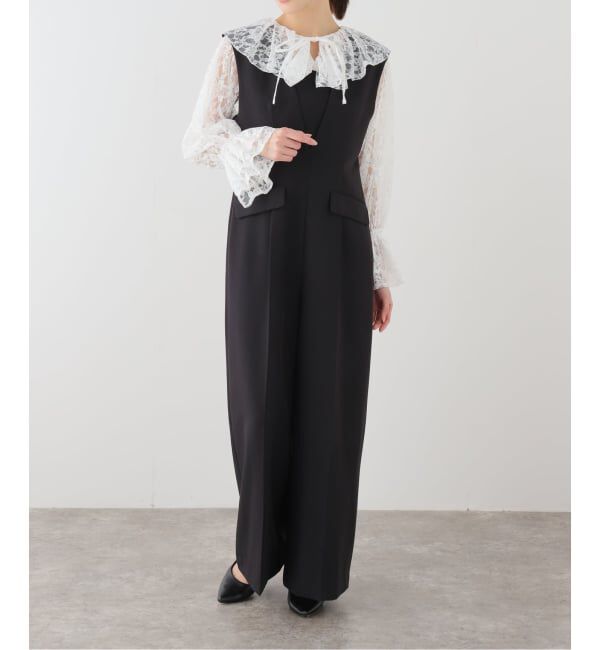  「フリルシャツセットオールインワン」|オールインワン|ブラック