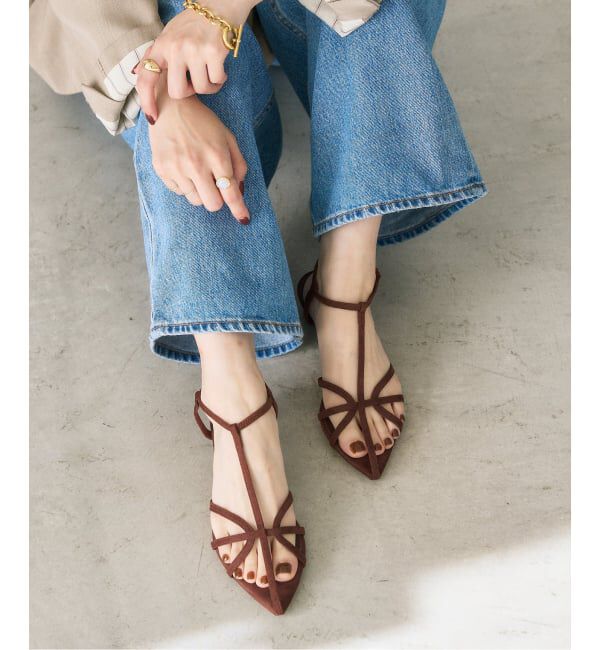  「《追加》3.5cmナローストラップサンダル」|サンダル|ブラウン