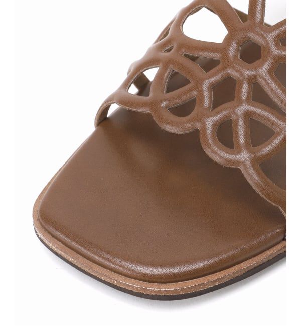  「《予約》フラワーカットワークミュールサンダル」|サンダル|