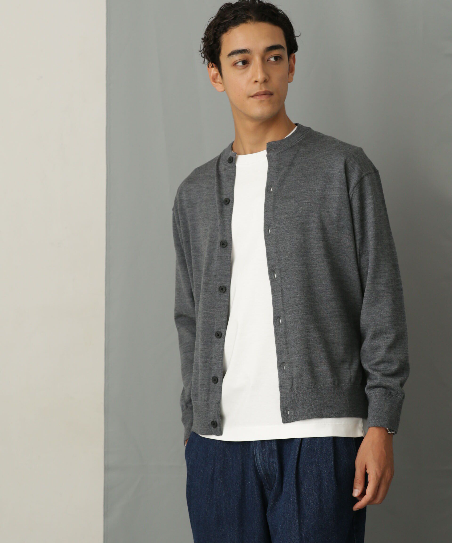 nano･universe「「毛玉レスニット」 ファインゲージクルーネックカーディガン」|ニット・セーター|