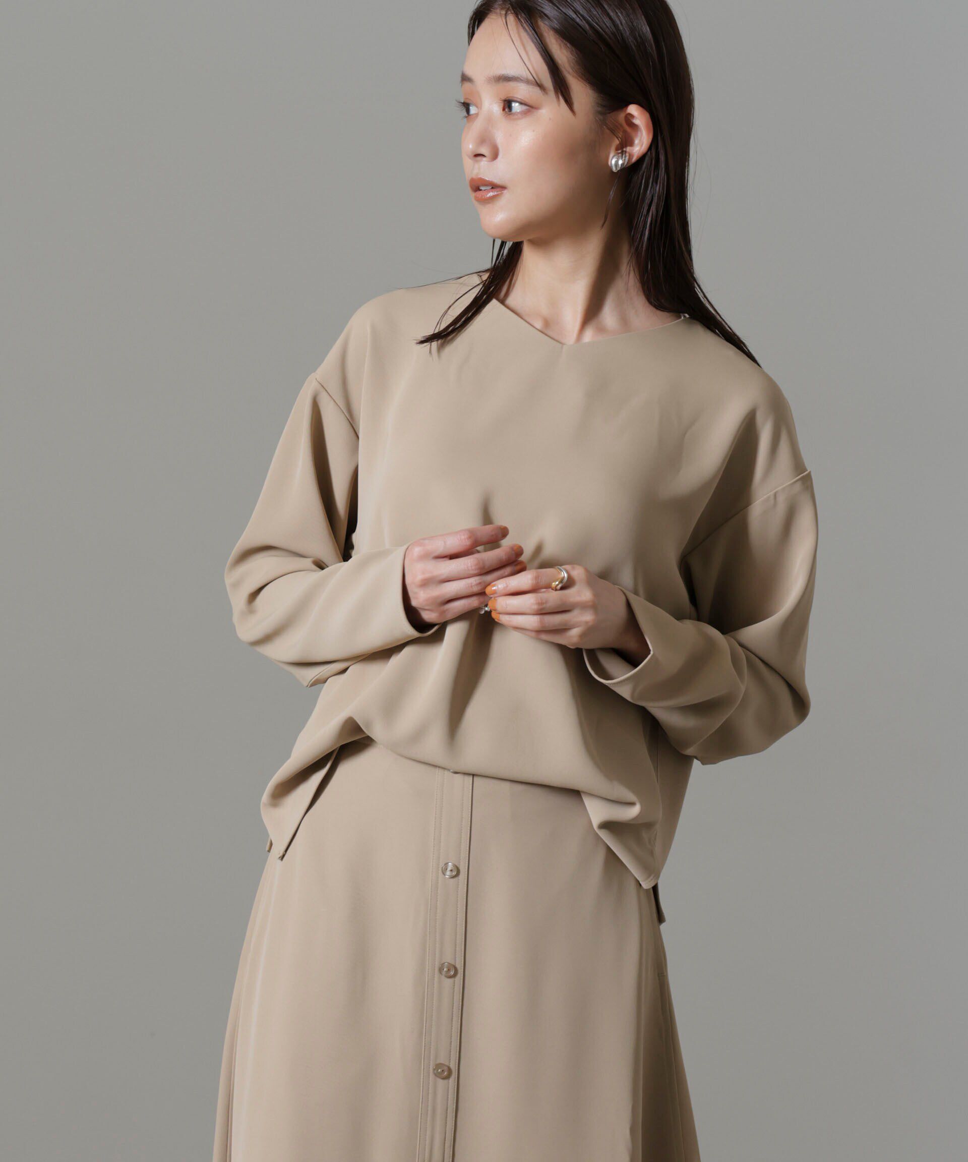 nano･universe「バックVネックプルオーバーブラウス(セットアップ可)」|シャツ・ブラウス|