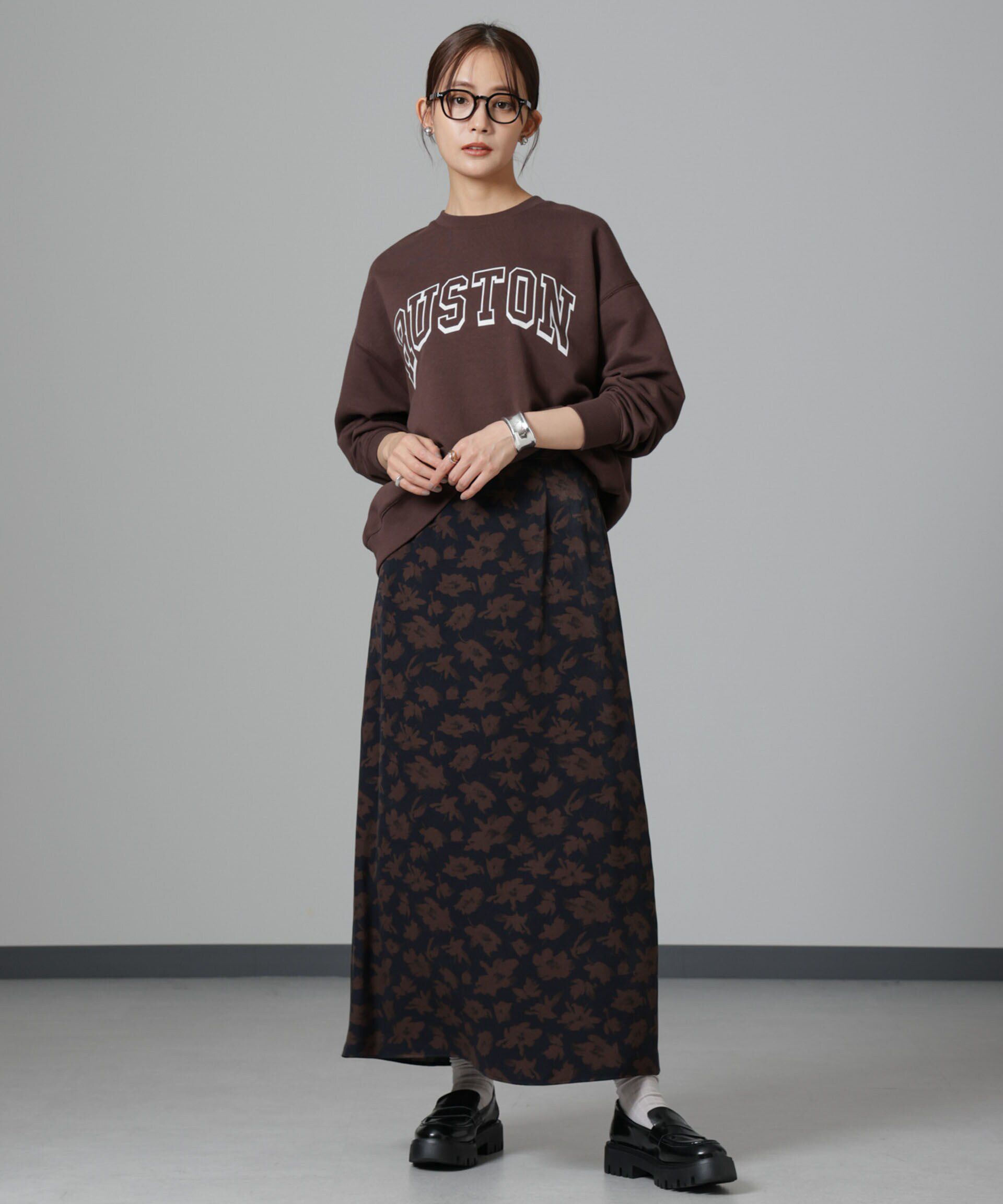 nano･universe「フラワープリントマキシスカート」|スカート|