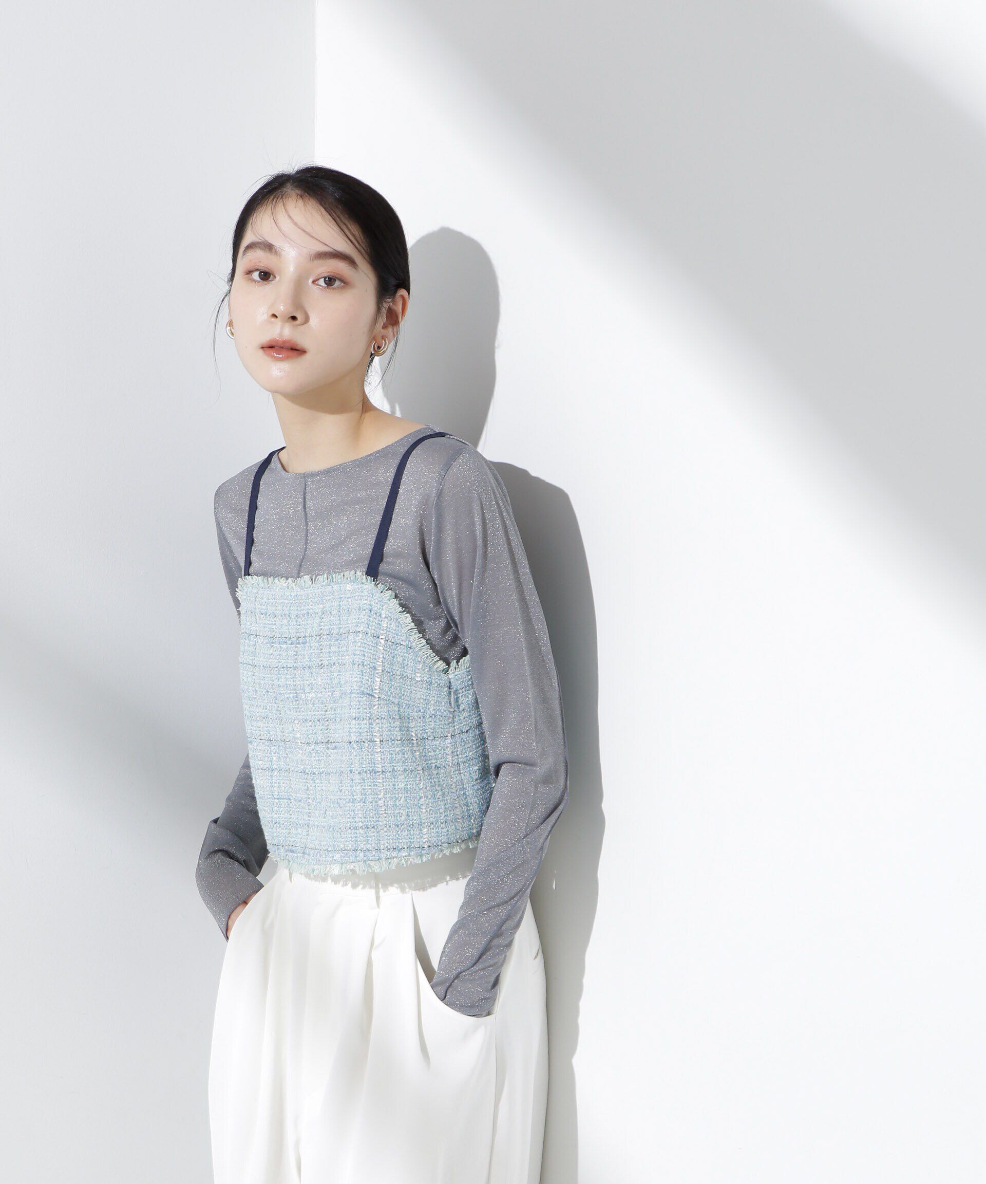 nano･universe「ツィードショートビスチェ」|シャツ・ブラウス|
