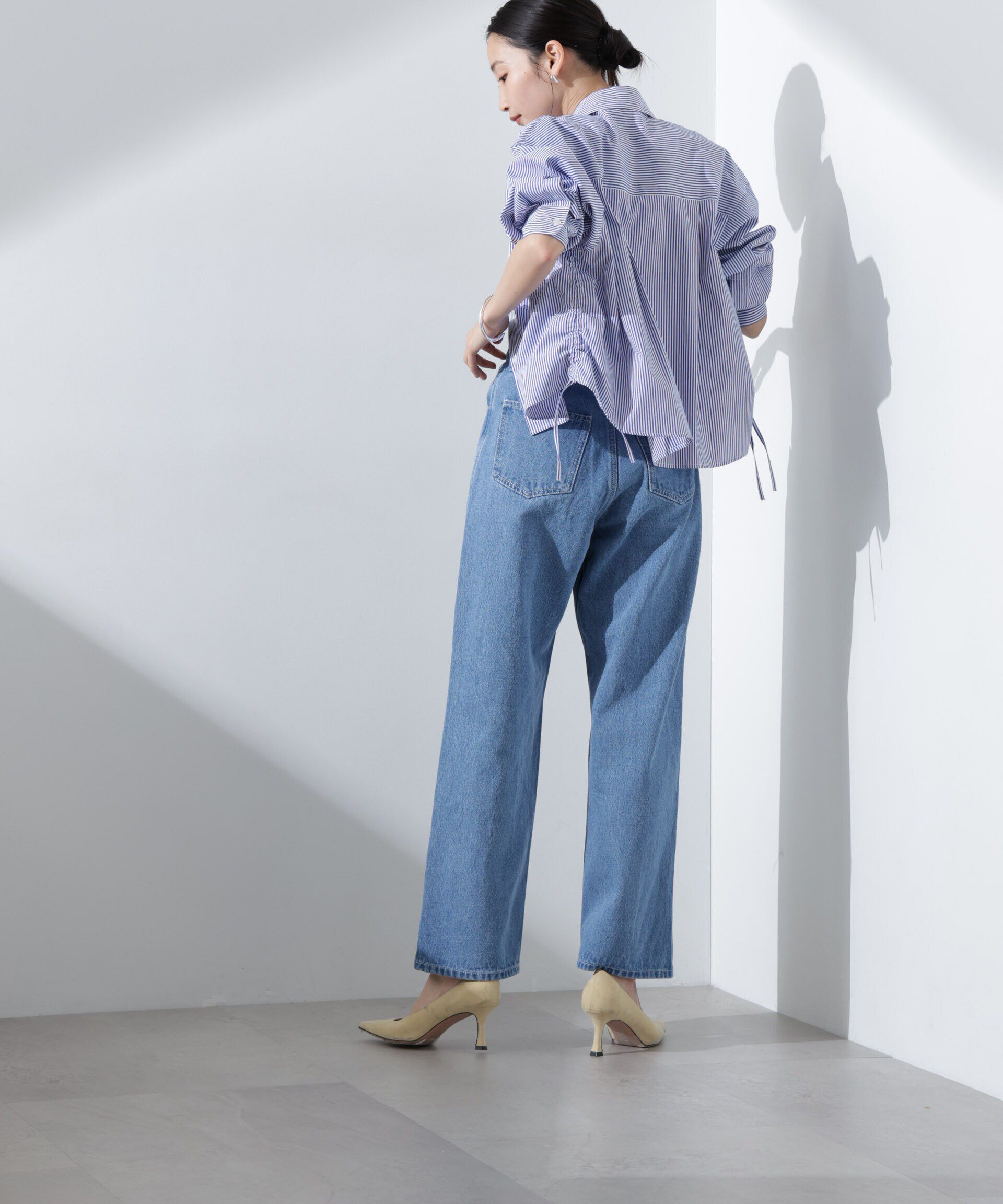 nano･universe「テーパードストレートデニムパンツ（セットアップ可）」|チノ|