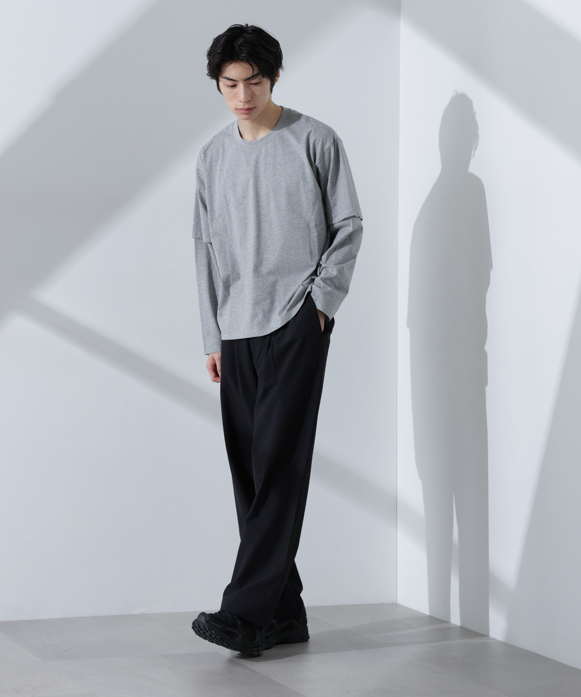 nano･universe「ストレッチワイドイージーパンツ(セットアップ可)」|チノ|