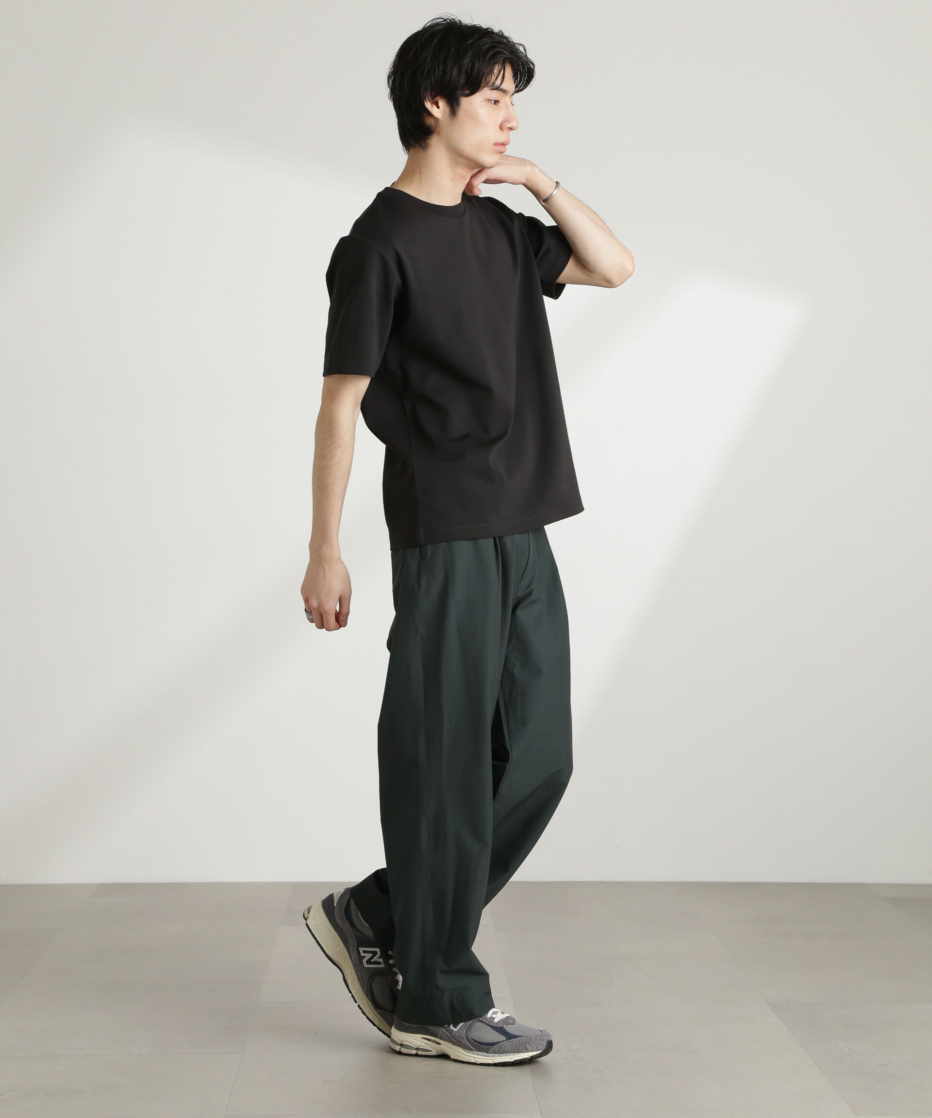 nano･universe「ストレッチワイドイージーパンツ(セットアップ可)」|チノ|