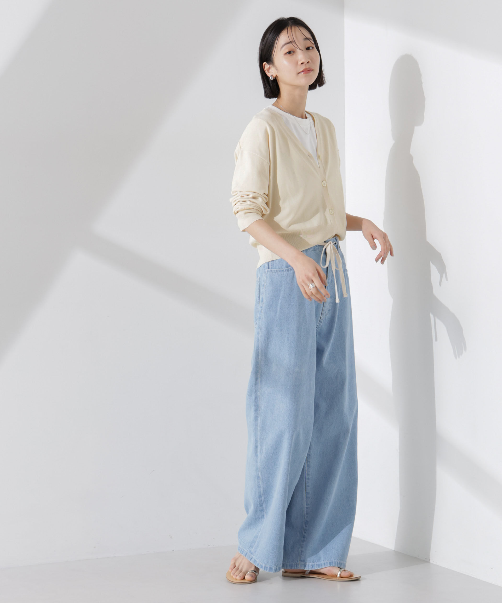 nano･universe「洗濯機洗い可UVカット接触冷感justVネックカーディガン」|ニット・セーター|