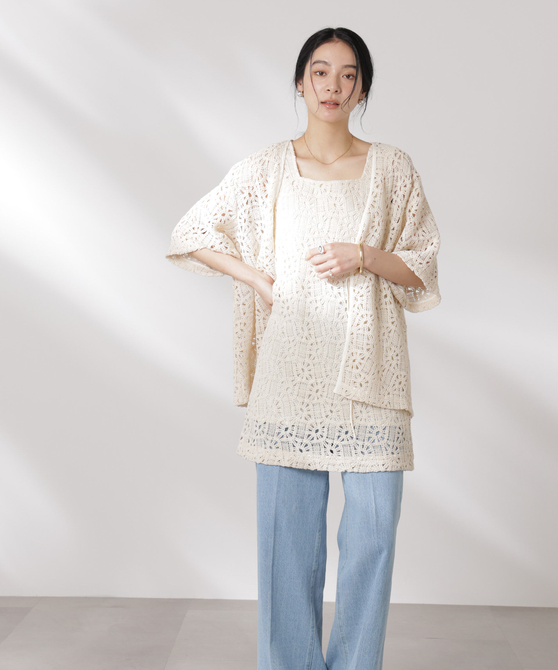 nano･universe「コットンコードレースミニワンピース(セットアップ可)」|ワンピース|