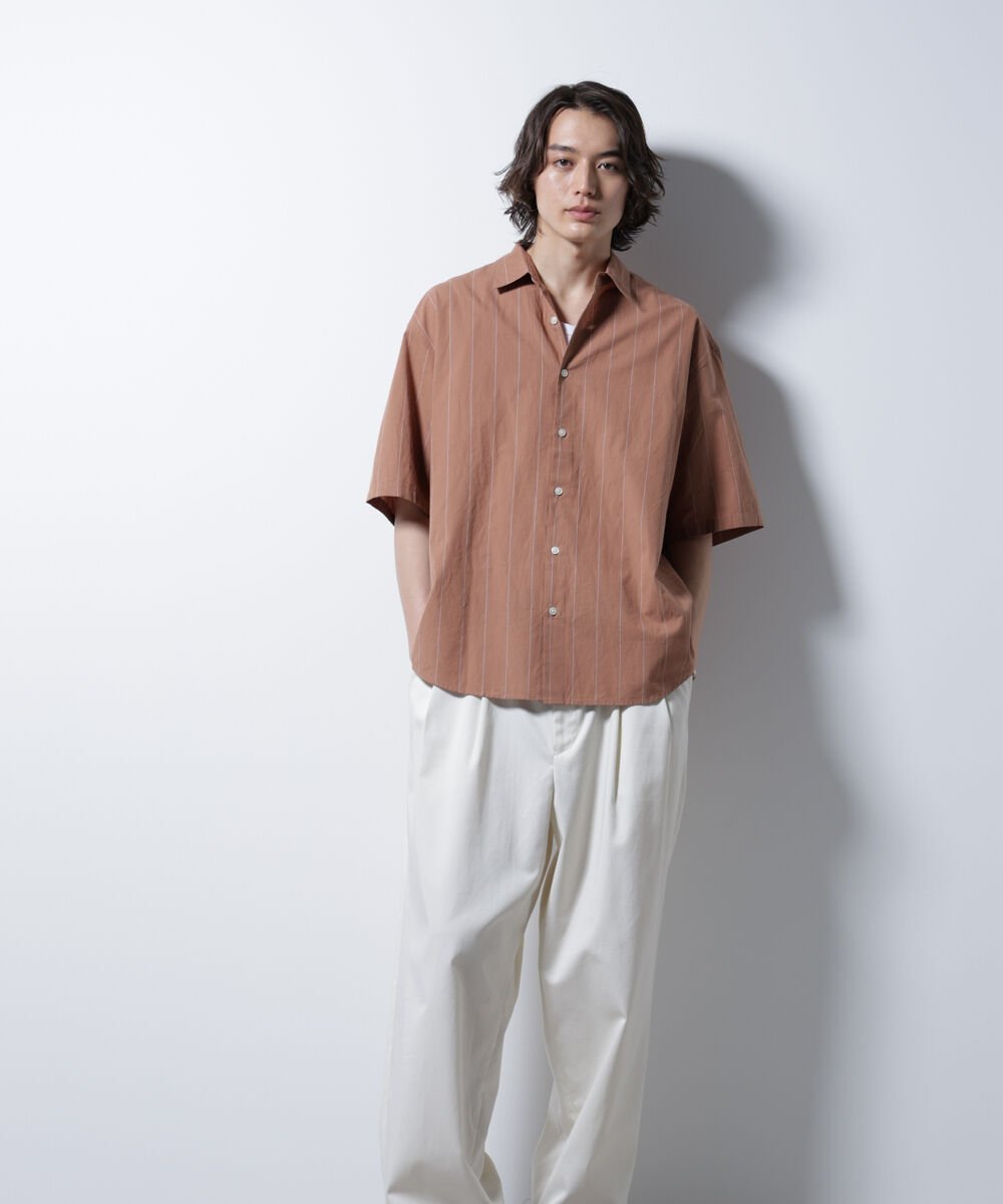 nano･universe「レギュラーカラーコットンリネンストライプシャツ」|シャツ・ブラウス|