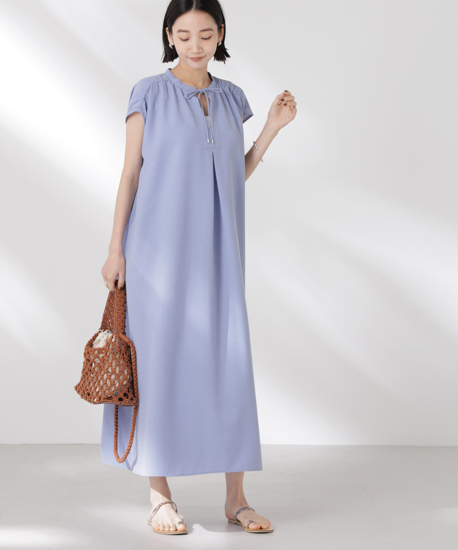 nano･universe「ギャザーショルダーフレアワンピース」|ワンピース|