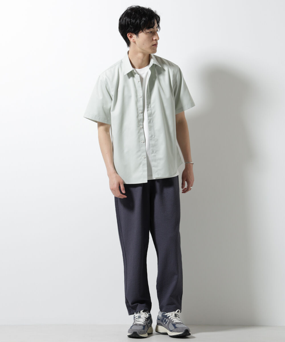 nano･universe「ジャージーサッカーワイドテーパードパンツ」|チノ|