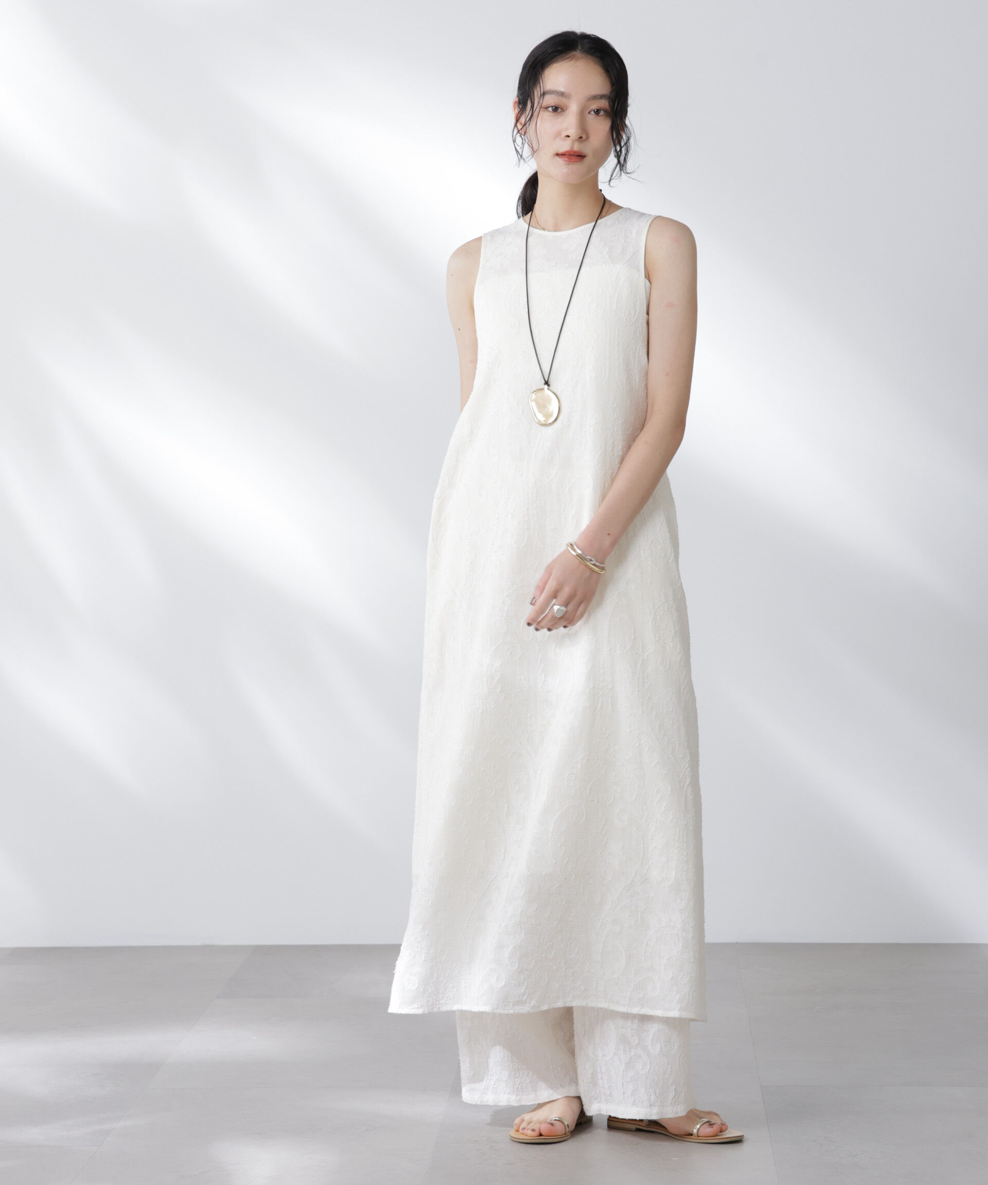 nano･universe「made in india カットワークジャカードワンピース(セットアップ可)」|ワンピース|アイボリー7