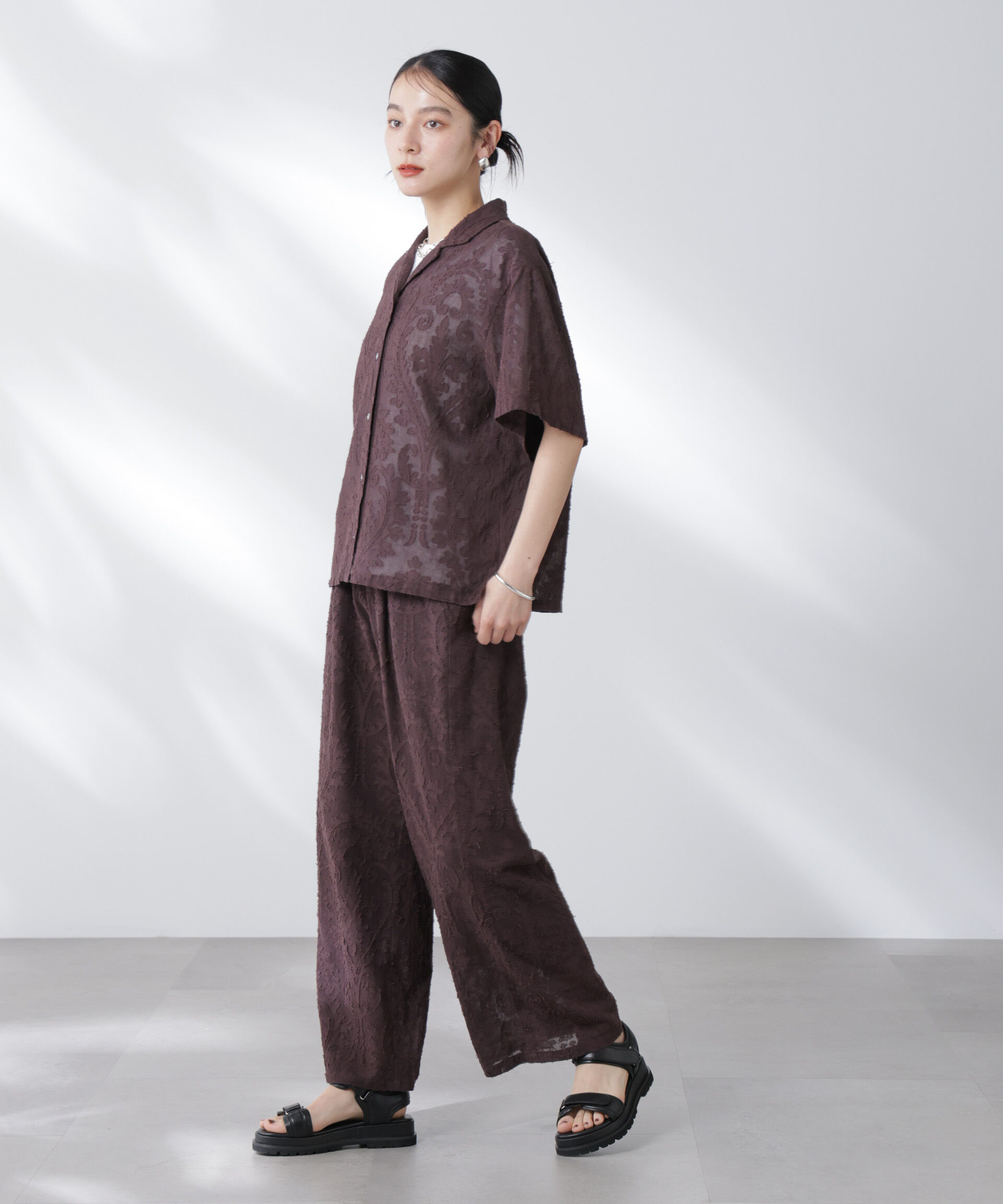 nano･universe「made in india カットワークジャカードシャツ(セットアップ可)」|シャツ・ブラウス|