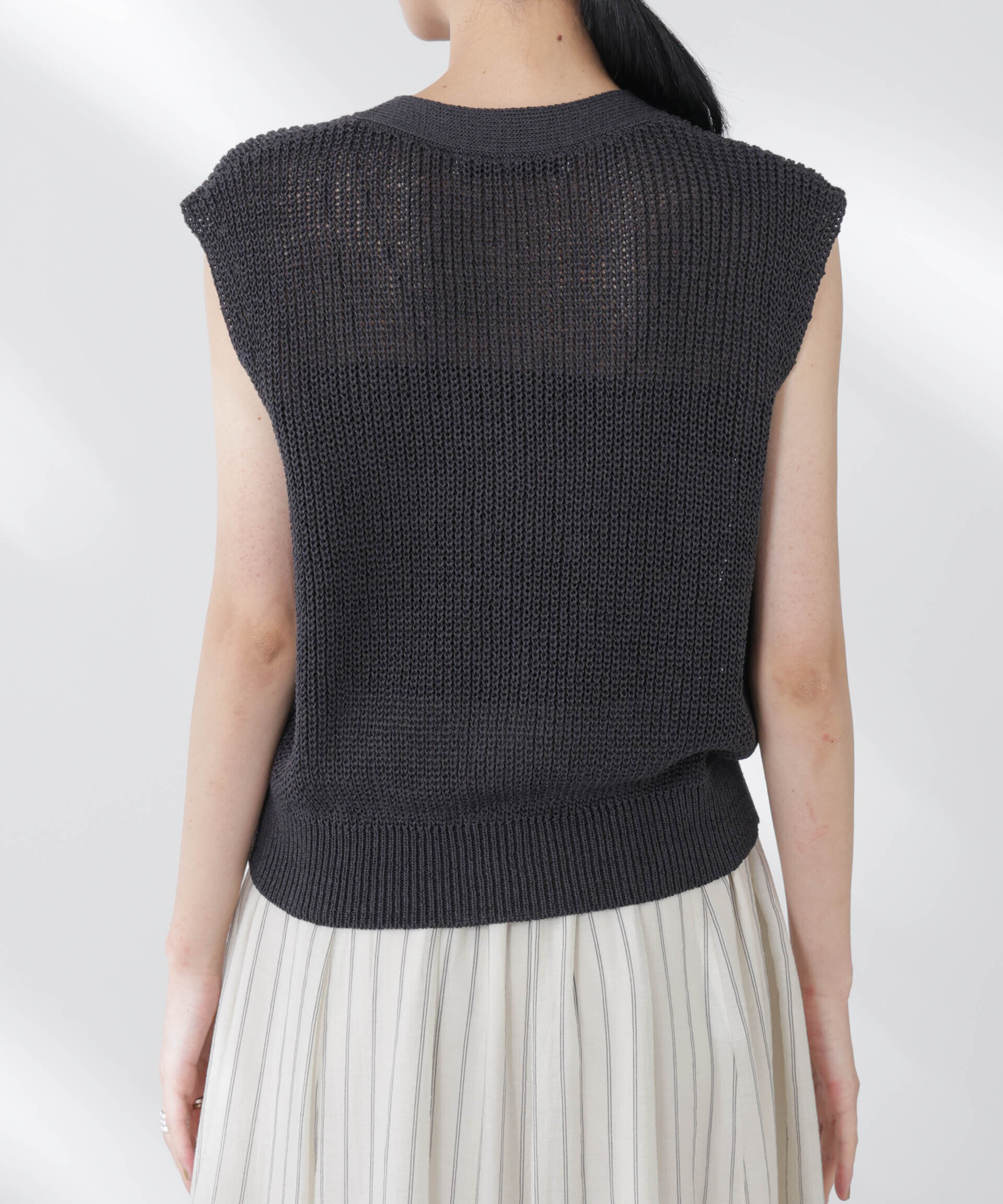 nano･universe「ペーパーヤーン畦ニットベスト」|ニット・セーター|