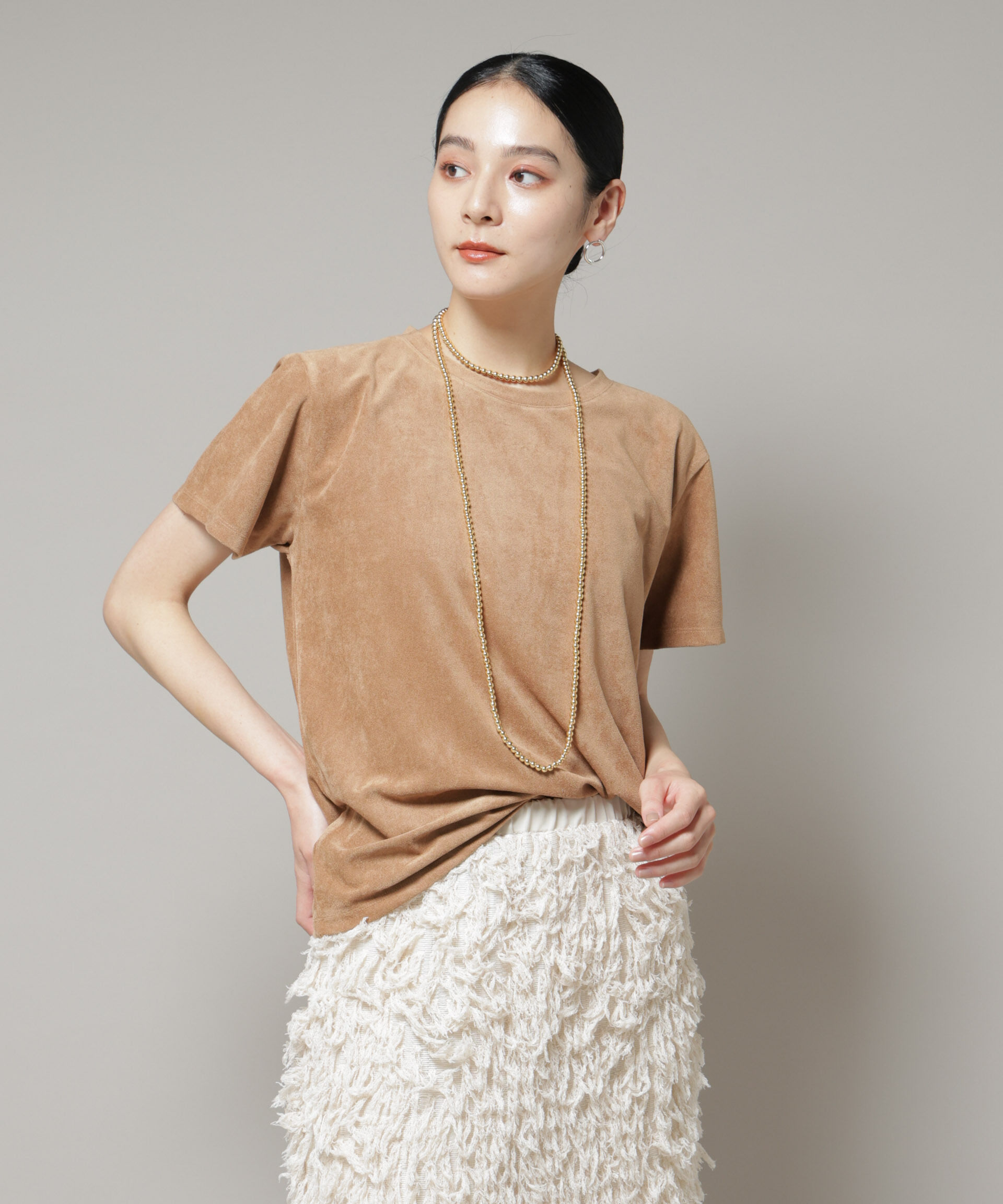 nano･universe「フェイクスエードTシャツ」|Tシャツ・カットソー|