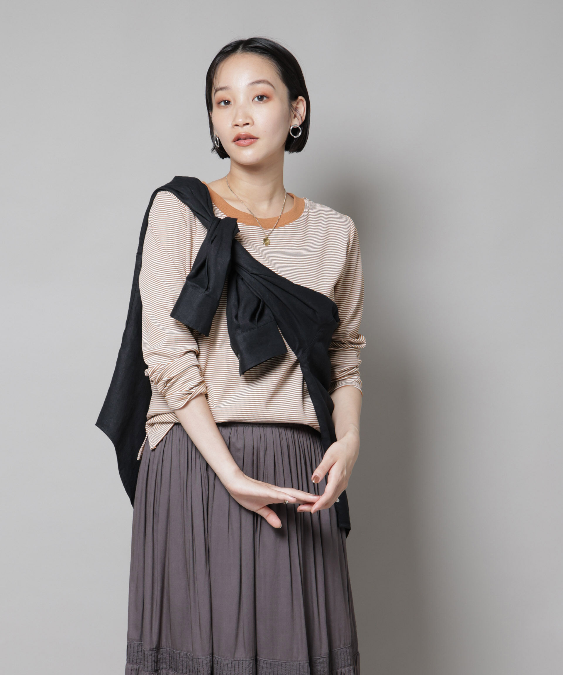 nano･universe「ミジンボーダーロングスリーブTシャツ」|Tシャツ・カットソー|