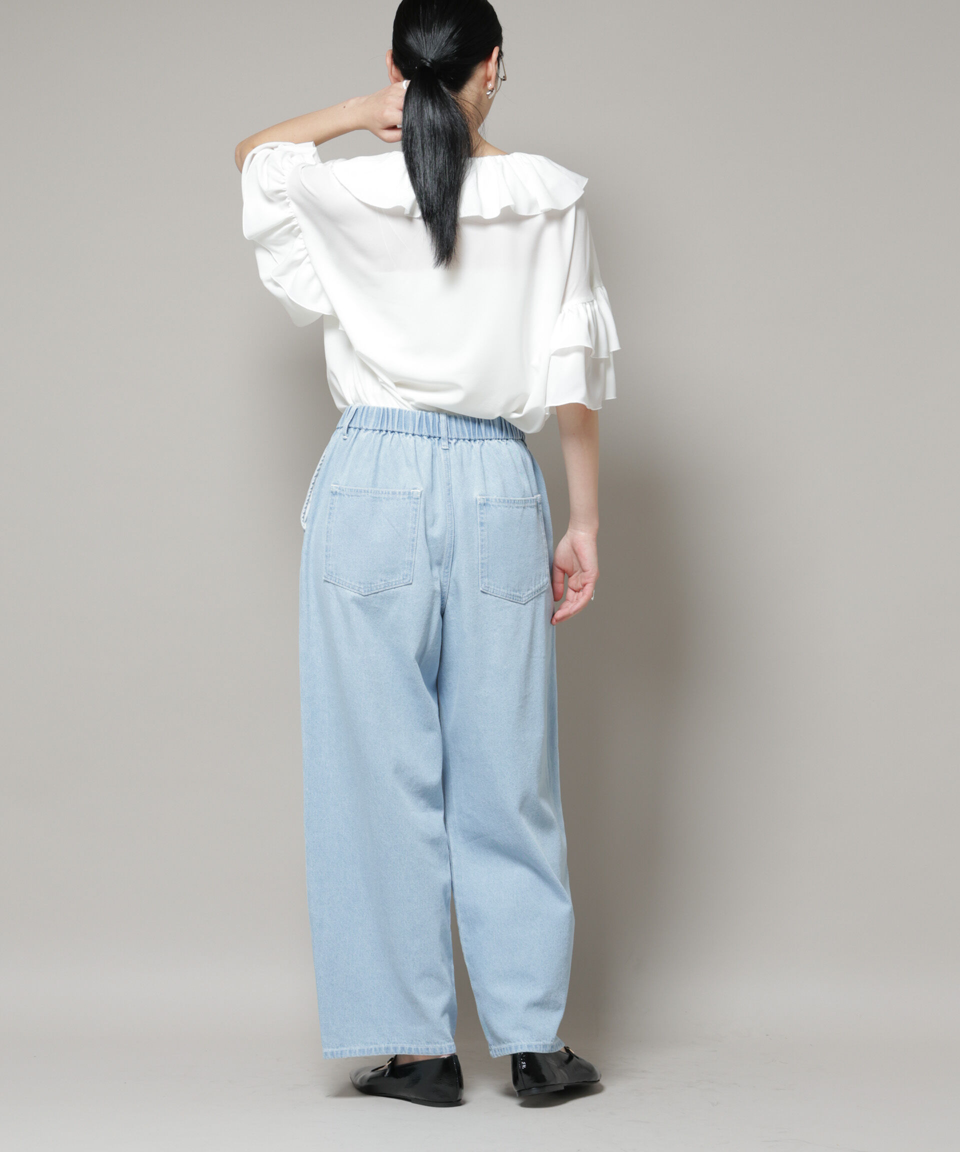 nano･universe「ドロストデニムパンツ(セットアップ可)」|チノ|