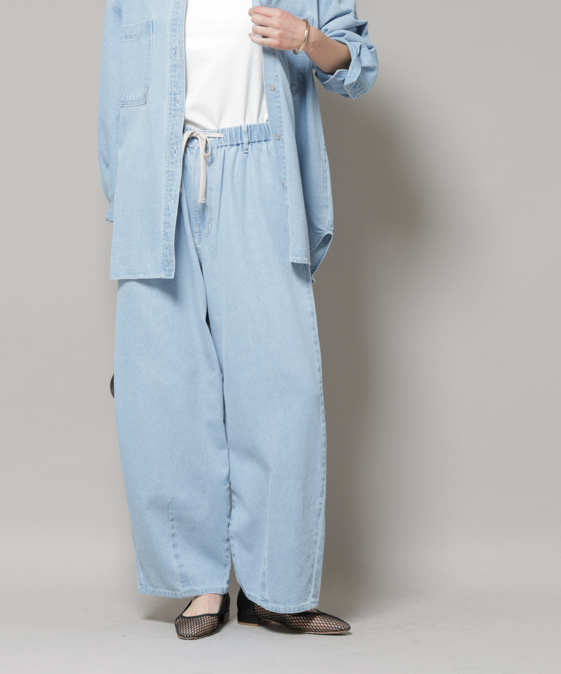 nano･universe「ドロストデニムパンツ(セットアップ可)」|チノ|