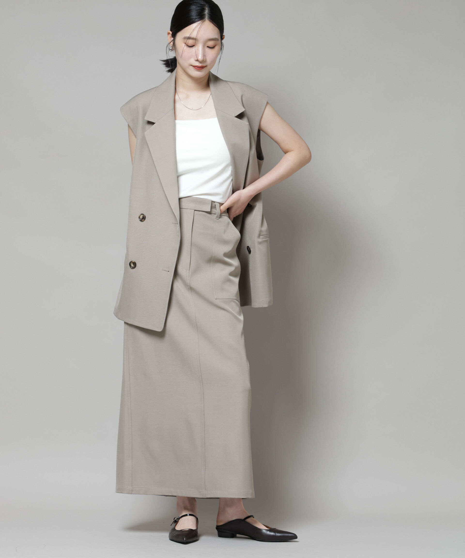 nano･universe「ポケットディティールナロースカート(セットアップ可)」|スカート|