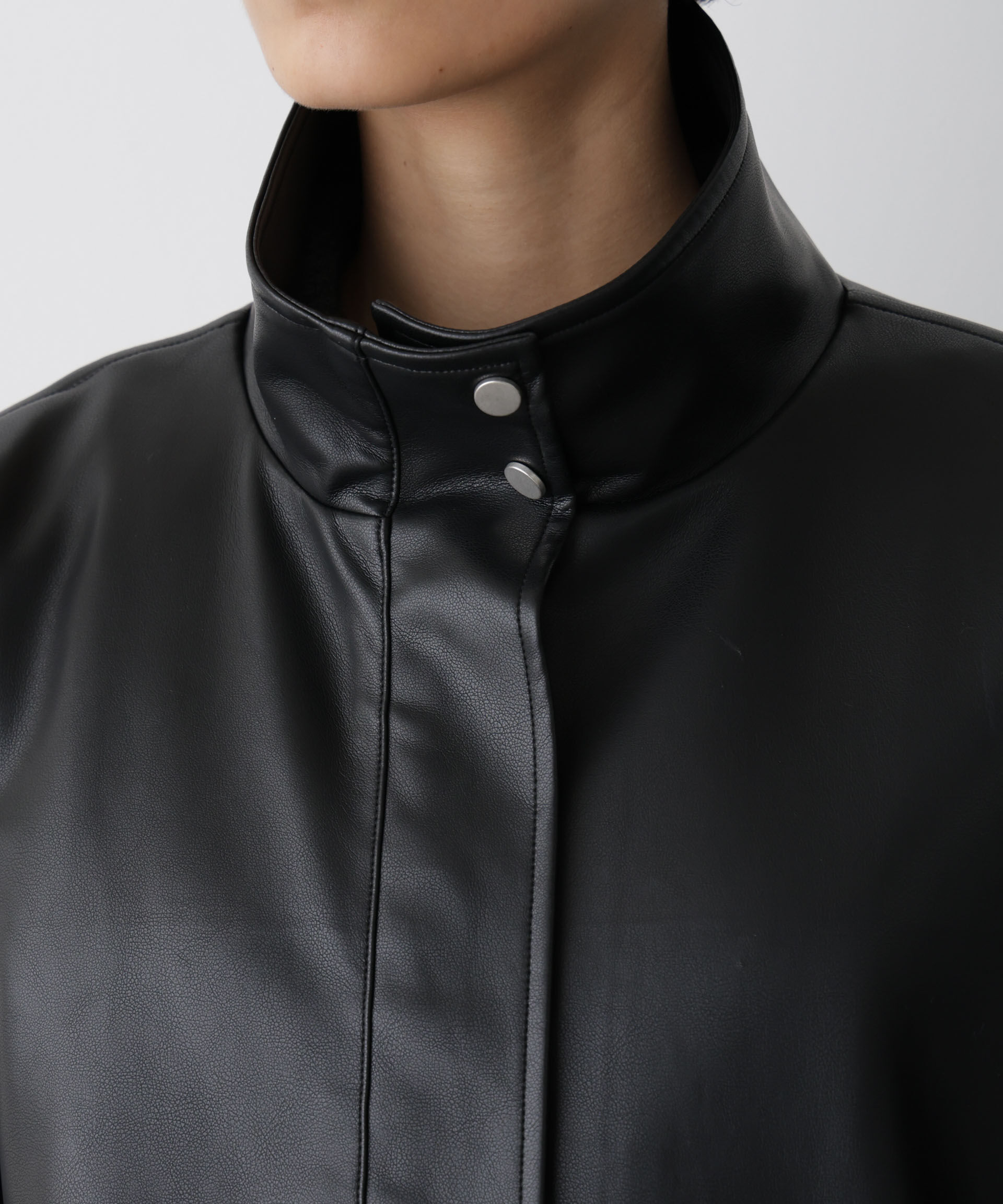  「「STEVELOUR」スタンドフェイクレザージップブルゾン」|ブルゾン・スタジャン|