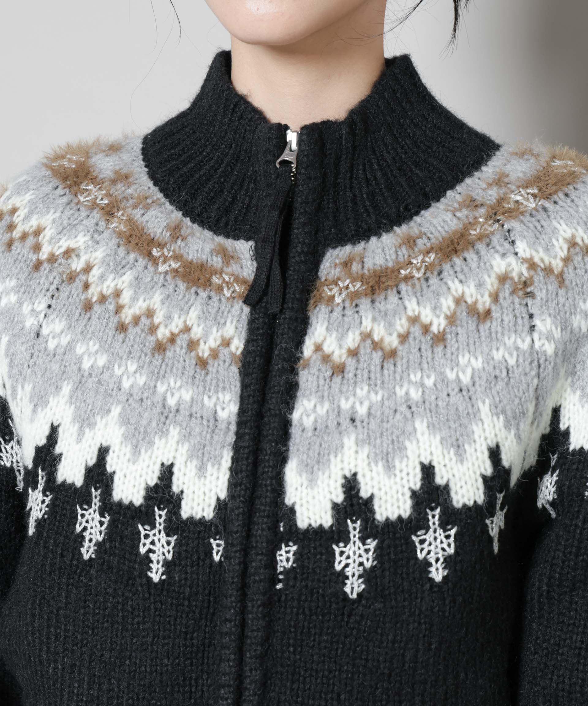 nano･universe「求心ショートzipカーディガン」|ニット・セーター|