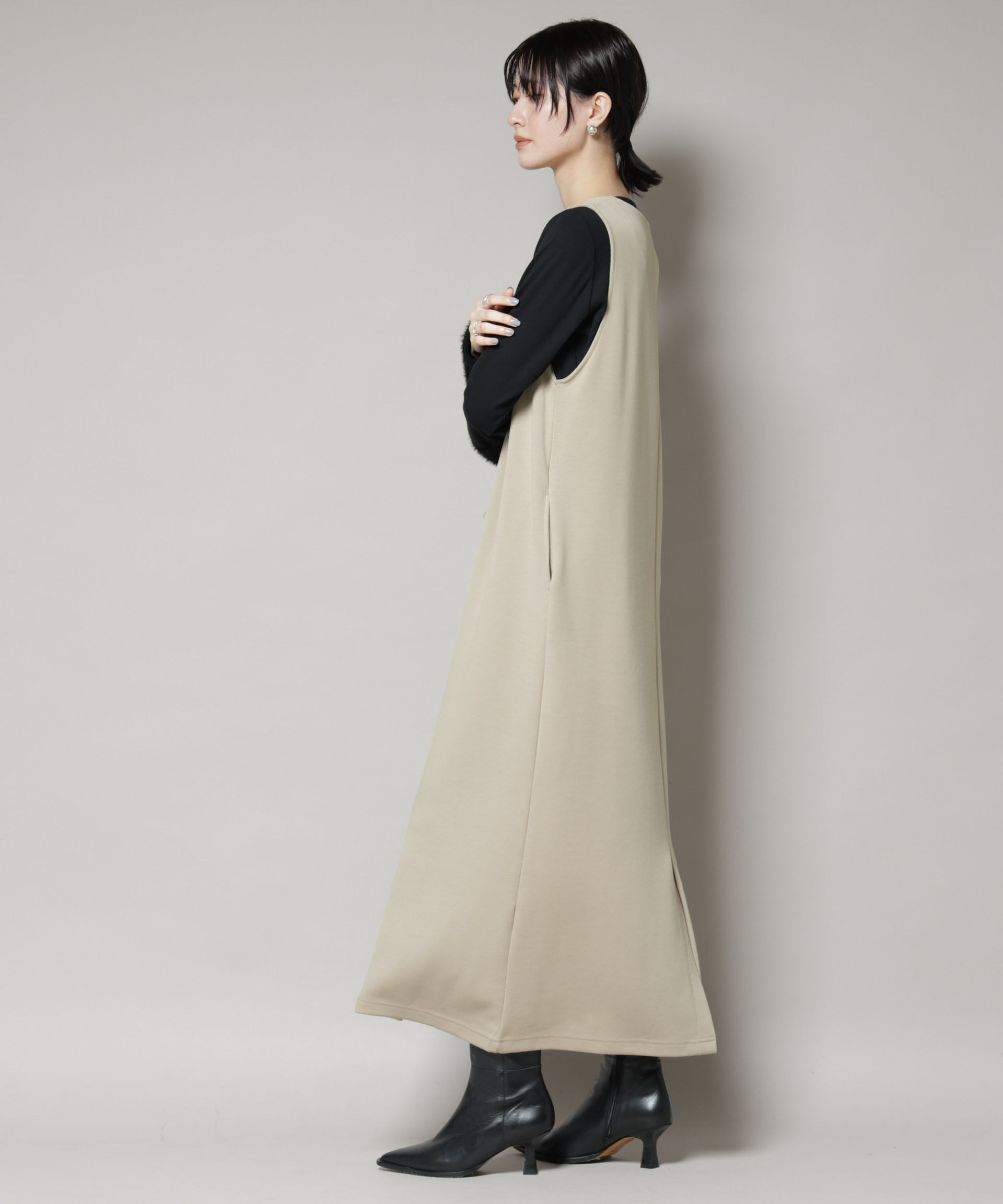 nano･universe「ジレワンピース&times;ファースリーブトップス アンサンブルセット」|ワンピース|